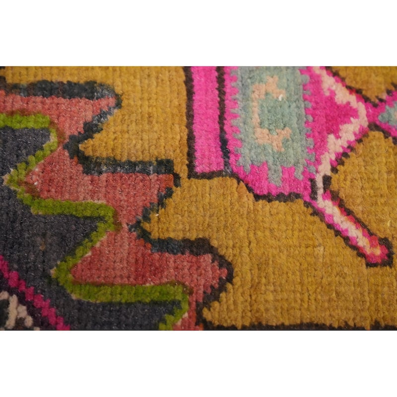 Hand Knotted Oriental 100% Wool Carpet Traditional Tribal Yellow & Gold Meshkin Runner Rug - 10' 7'' X 3' 5''