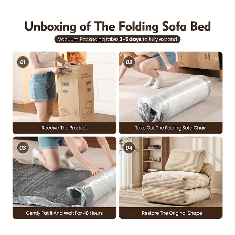 OVIOS Corduroy Foldable ​Compressed Sleeper Sofa