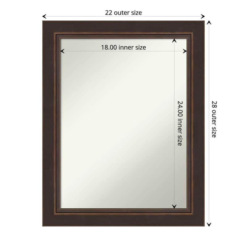 Non-Beveled Wood Wall Mirror - Lara Bronze Frame - Lara Bronze - 22 x 28 in