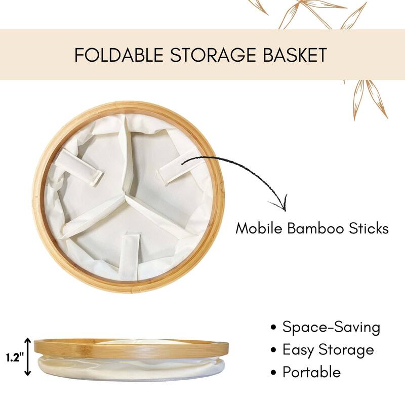 Round Foldable Storage Basket 3-Compartment Organizer - 12 L x 12 W x 4 H