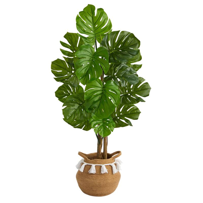 Artificial Monstera Tree 4ft Indoor Outdoor Plant with Planter Boho Decor - Green - 51-60 Inches