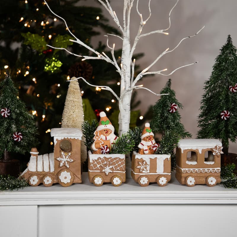 17.75" Frosted Gingerbread Train Tabletop Winter Decor