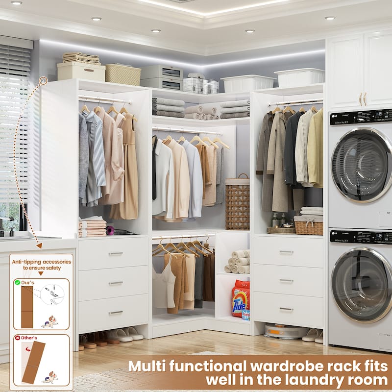 Cimly Set of 3 Freestanding Corner Closet System, Space-saving Closet Organizer for Walk-in/ Reach-in Closet
