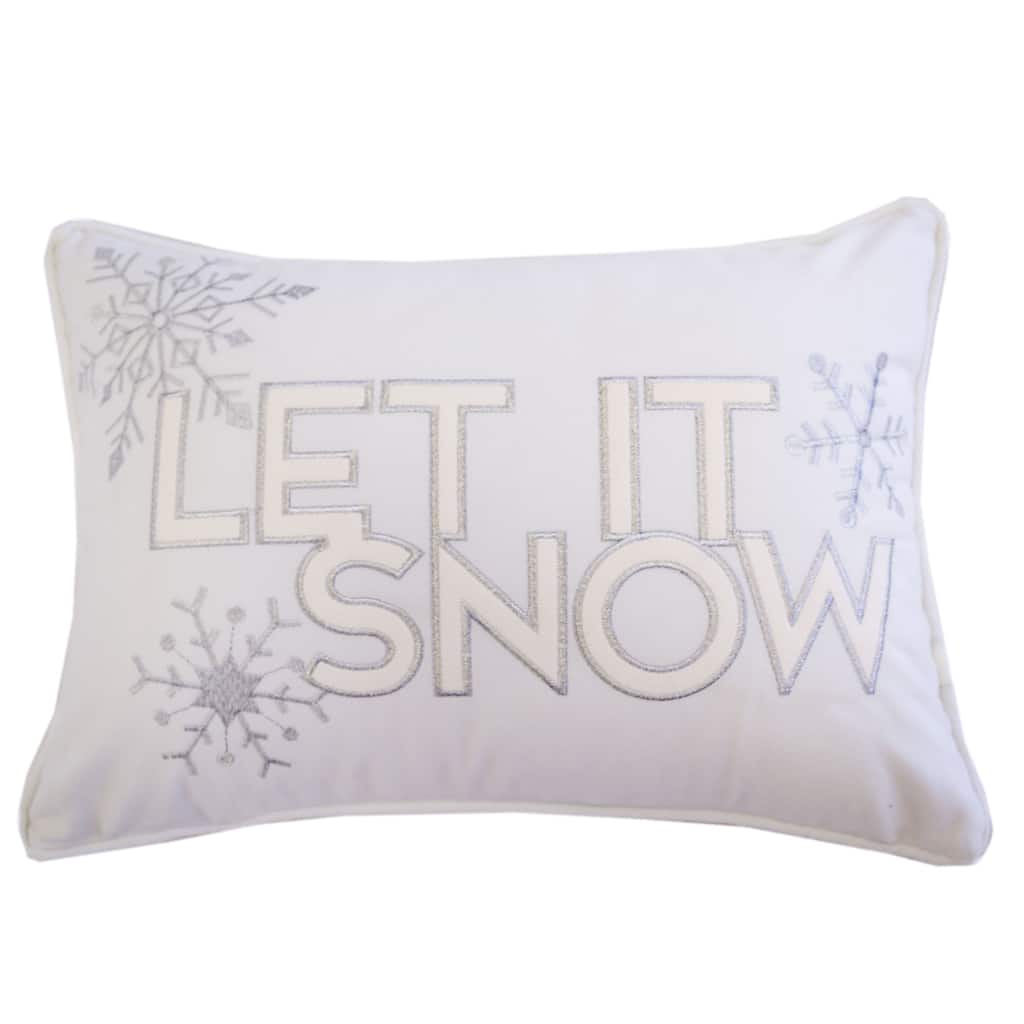 Nneka Let It Snow Ivory Velvet Lumbar Pillow