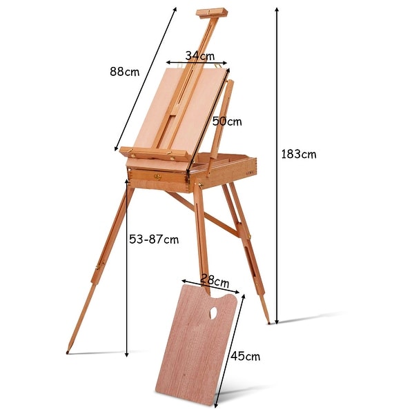 Wooden Adjustable Sketch Box Easel,Foldable Sketchbox with Aluminum Leg,Portable Art Easel with Storage Drawer for Canvas Painting-a