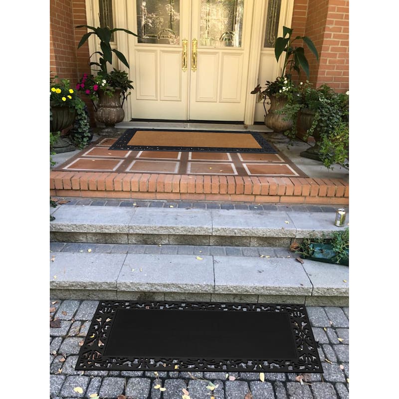A1HC Paisley Border Heavy Duty Large Size Doormat, Double Door Doormat 2 Pack(30”X48” & 30”X60”)