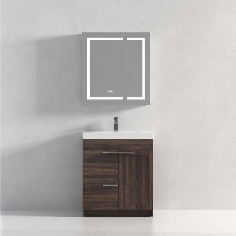 Blossom Hanover 30 Inch Bathroom Vanity with Topmount Acrylic Sink - CaliWalnut