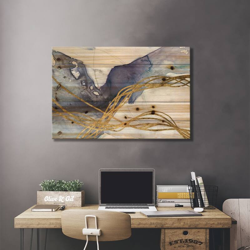 Agate Wave IV Print On Wood by Jennifer Goldberger - Multi-Color