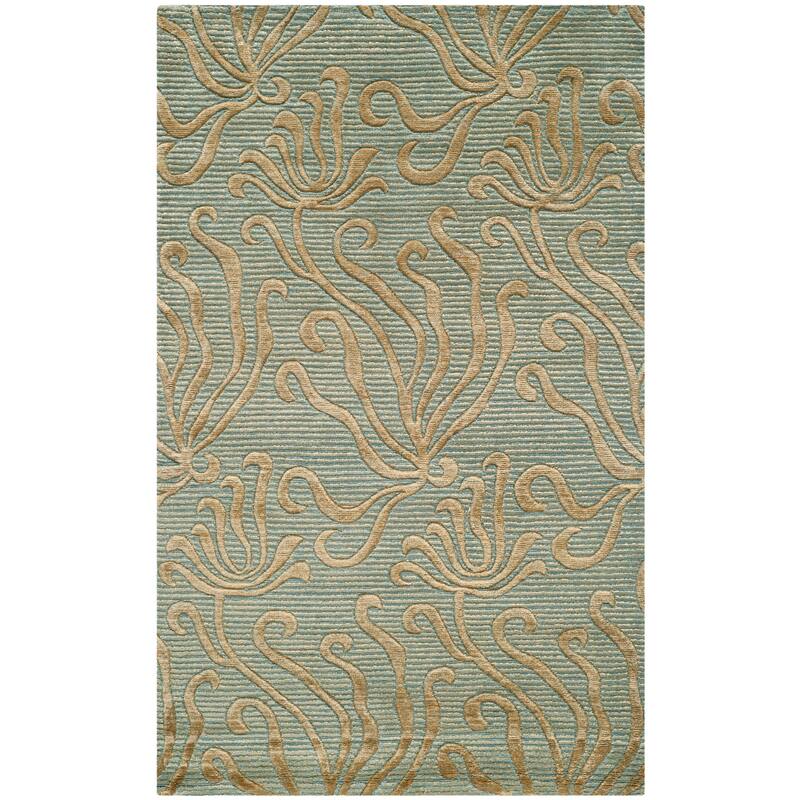 Martha Stewart by SAFAVIEH Seaflora Silk/ Wool Rug - 3'9" x 5'9" - Sea Glass
