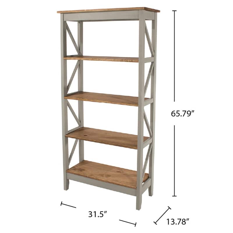 Wood Shelf Unit 5 Tier Corona Gray | Furniture Dash