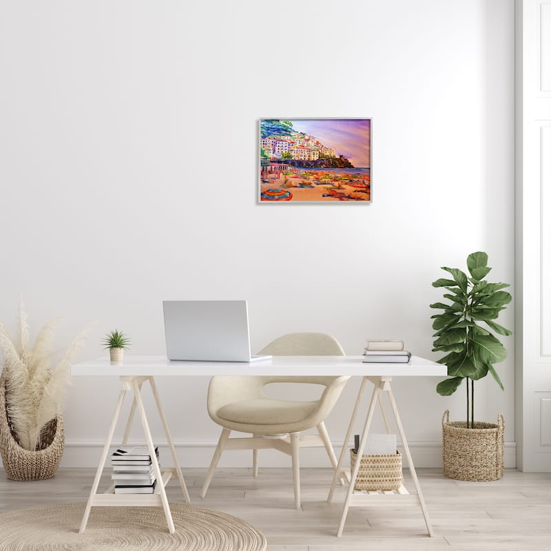 Stupell Summer Beach Landscape Framed Giclee Art Design by MB Cunningham