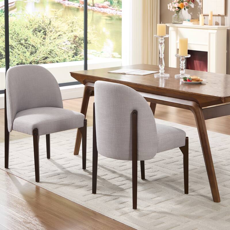 Wooden Dining Chairs Set of 2, Fabric Upholstered Dining Room Chair Kitchen Chairs, Farmhouse Dinner Chair