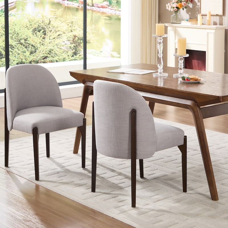 Wooden Dining Chairs Set of 2, Modern Fabric Upholstered Dining Room Chair Kitchen Chairs, Farmhouse Dinner Chair