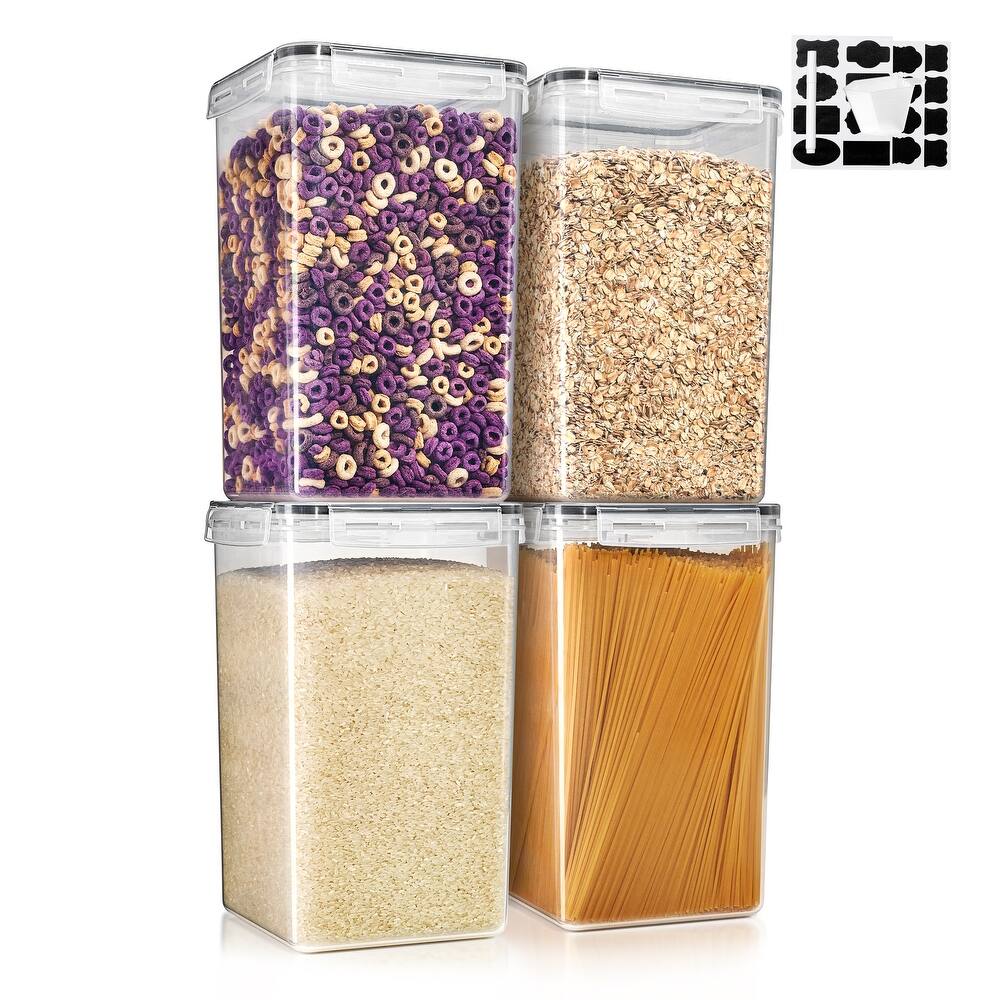 Sorbus Airtight Food Storage Containers with Locking Lids, Measuring Spoons & Labels - 4 Pack (6.5L/219.79 Oz)