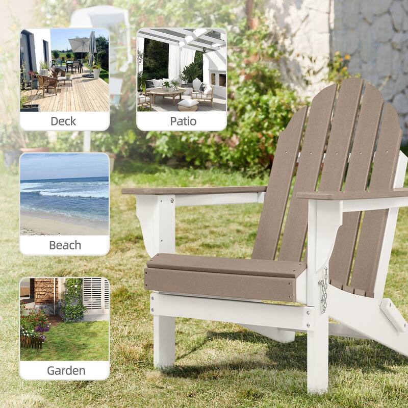 Aoodor HDPE Folding Adirondack Chair - 21.6"W x 32.3"D x 37"H