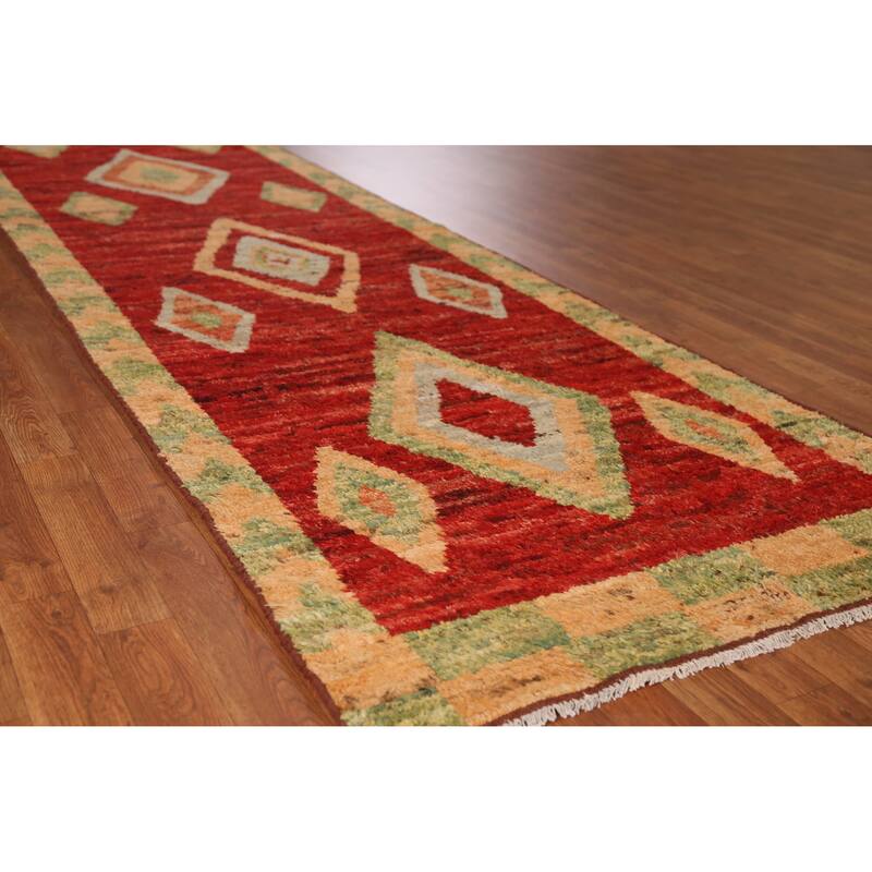 Moroccan Oriental Runner Rug Handmade Hallway Wool Carpet - 3'6" x 13'5" - 3'6" x 13'5" - Red