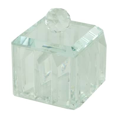 Sagebrook Home Glass, 4"D Ridged Trinket Box, Clear, Square, 4"H, Solid Color - 4.0" x 4.0" x 4.0"