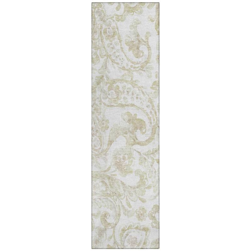 Machine Washable Indoor/ Outdoor Chantille Traditional Scroll Rug