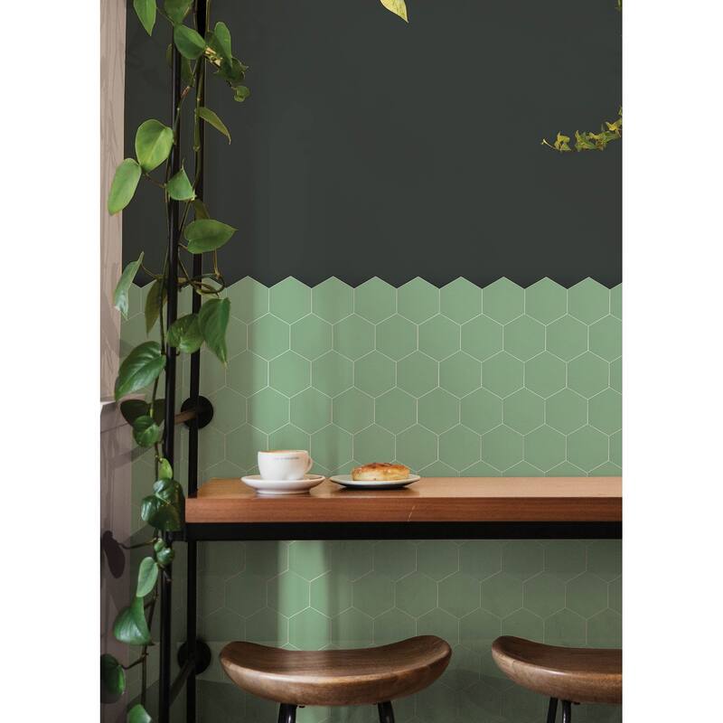 Hexagon Green Peel & Stick Luxury Wall Tiles