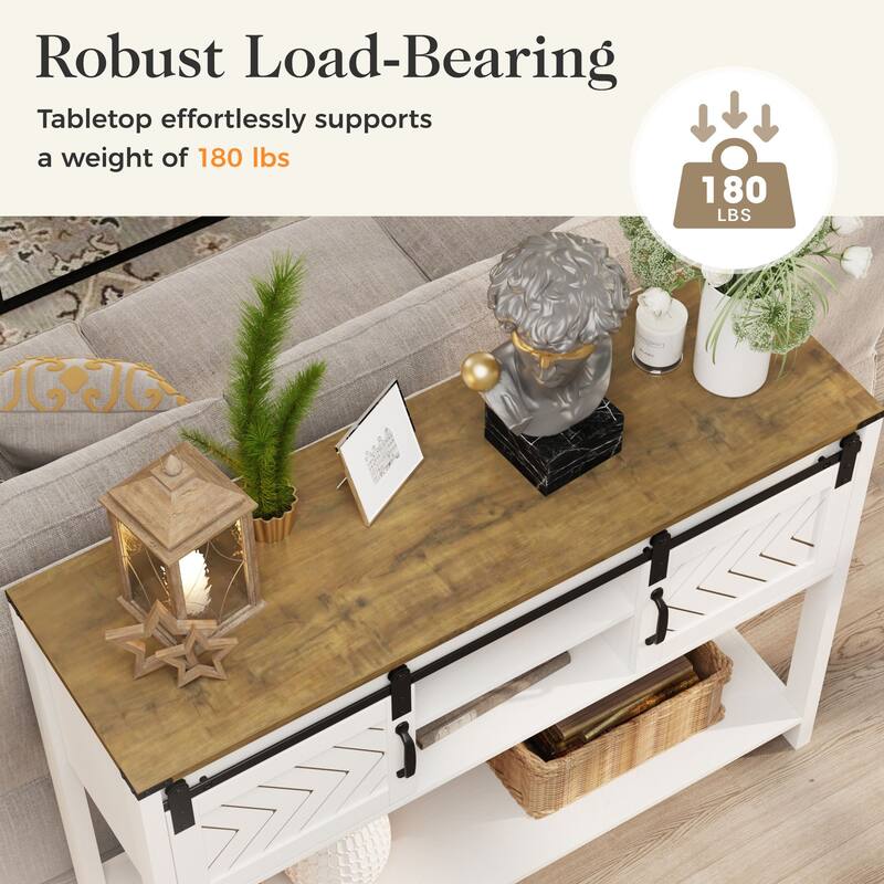 46" Console Table with Sliding Barn Door