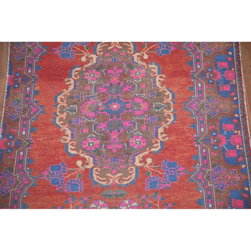 Hand Knotted Oriental 100% Wool Carpet Traditional Medallion Red Tabriz Runner Rug - 10' 4'' X 4' 4''
