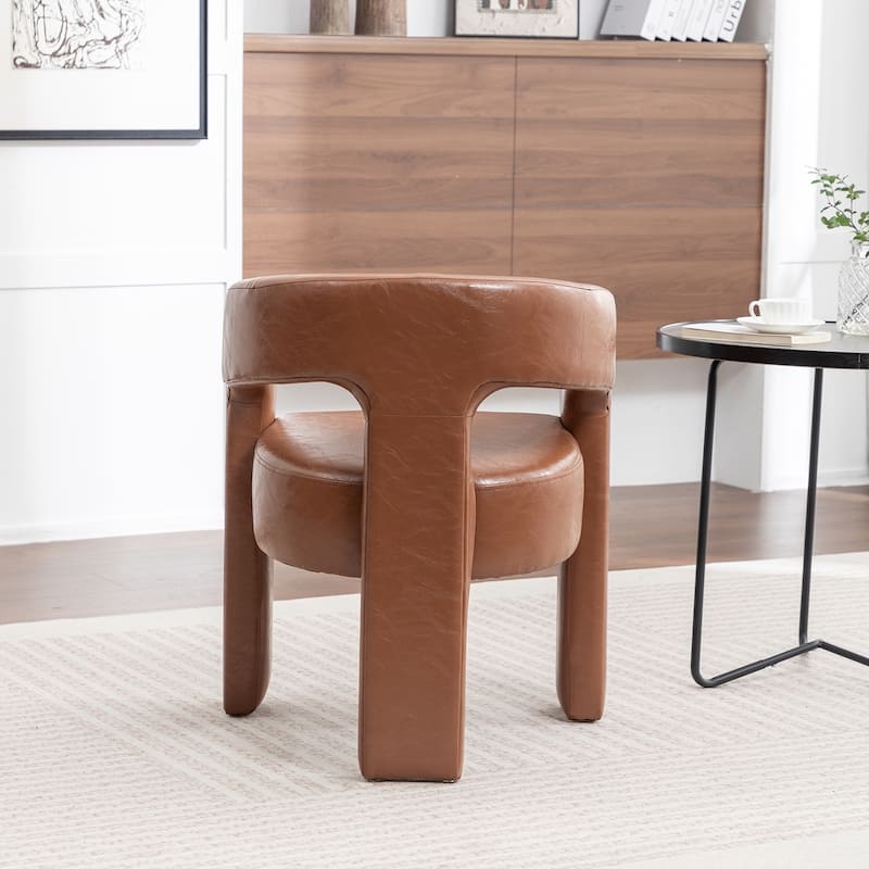 SEYNAR Modern Glam PU Leather Upholstered Dining Chair, Open-Back Accent Chair