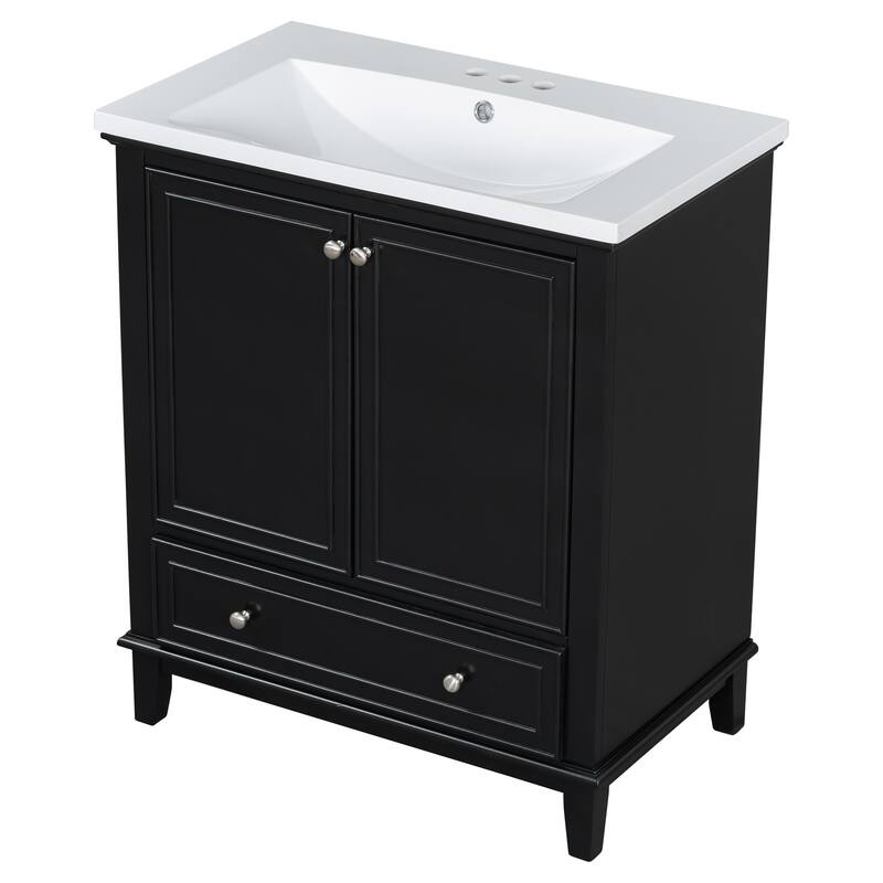 30" Bathroom Vanity with Sink Combo, Multi-functional Bathroom Cabinet with Doors and Drawer, Solid Frame and MDF Board