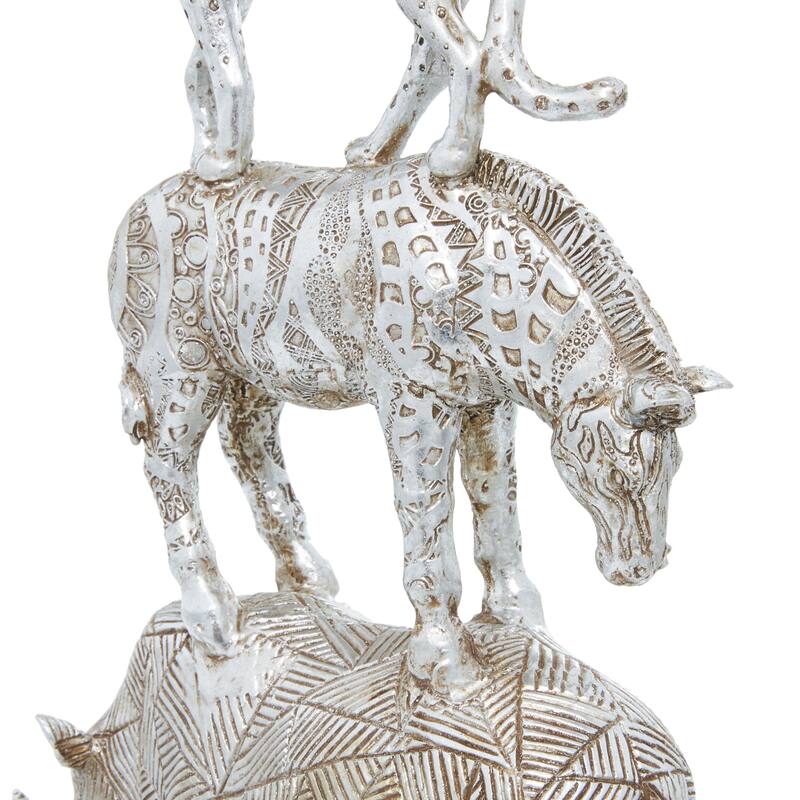 Polystone Safari Animals Decorative Sculpture - Gold or Silver - Roche River Decor