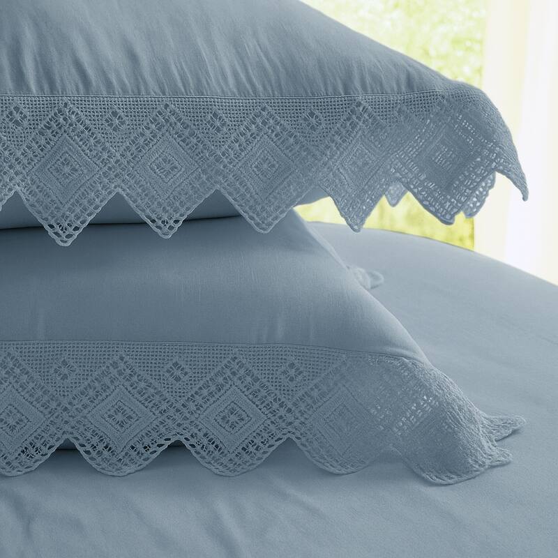 Elsie Lace Cornflower Blue 6 Piece Coverlet Set