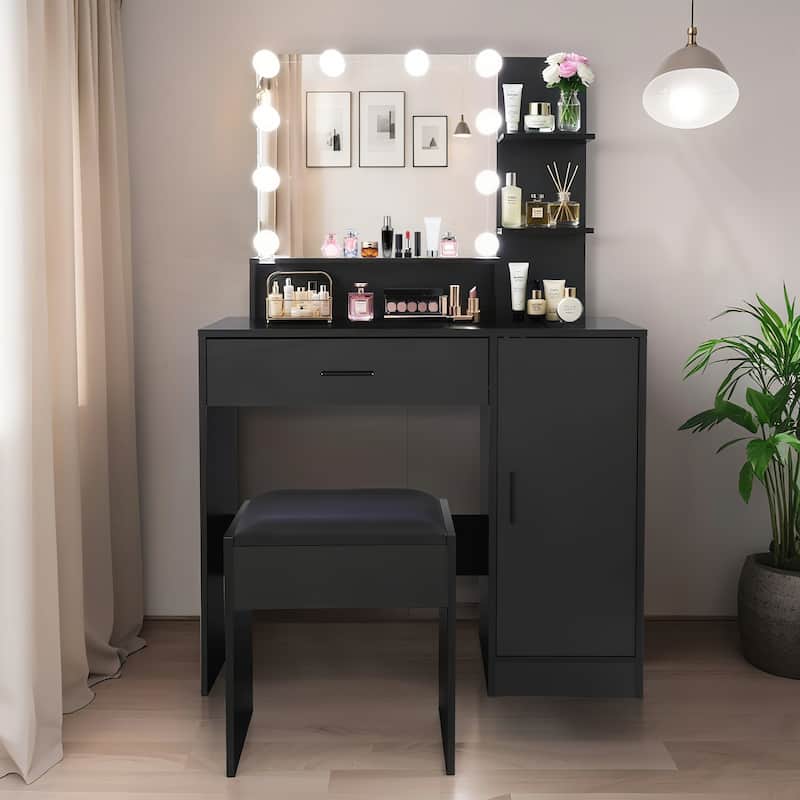 Vanity Desk with Mirror and Lights