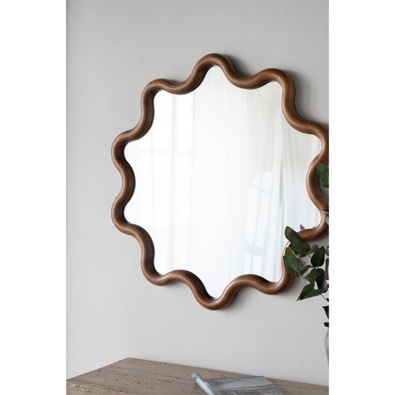 Wooden Accent Mirror with Unique Frame