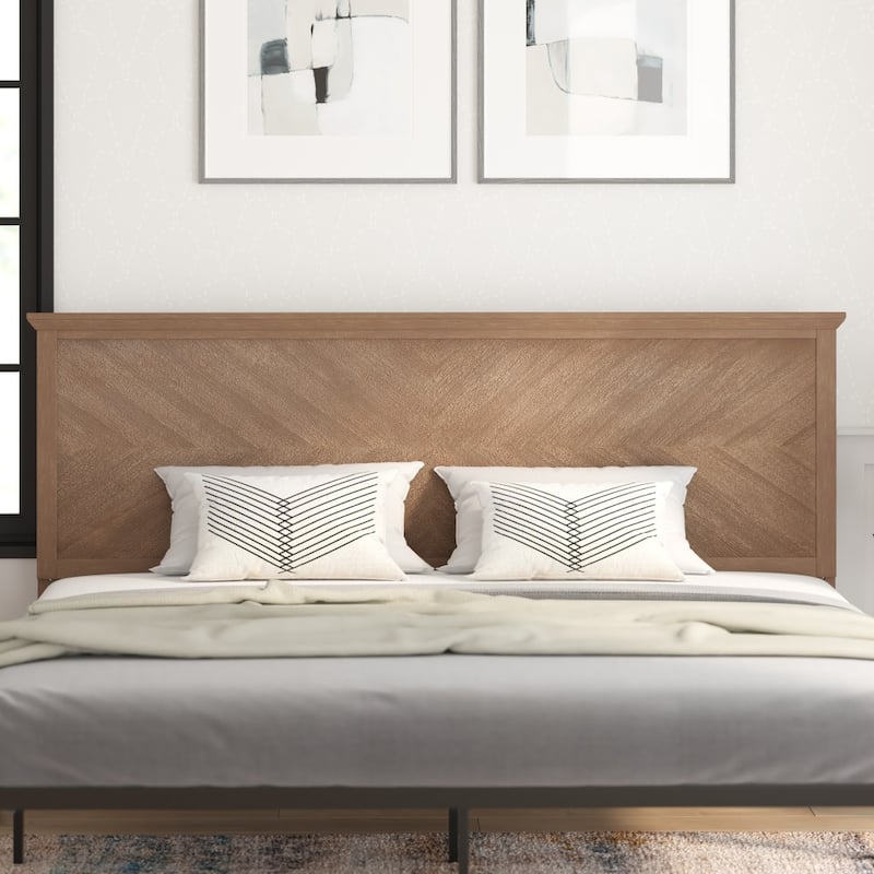 Solid Wood Herringbone Patterned Headboard Only