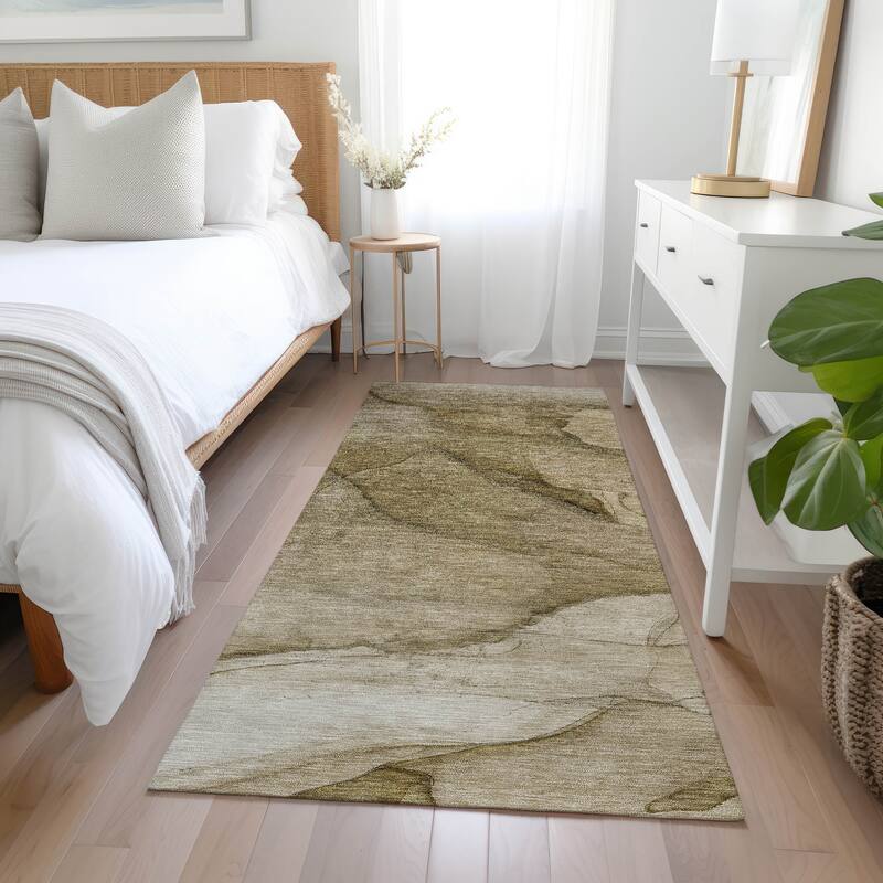 Machine Washable Indoor/ Outdoor Chantille Contemporary Abstract Rug - Brown - 2'3" x 7'6"