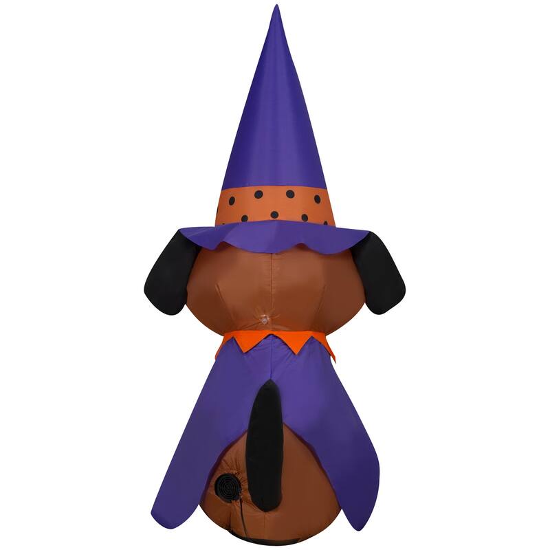Gemmy Halloween Inflatable Dog in Witch Hat, 4 ft Tall