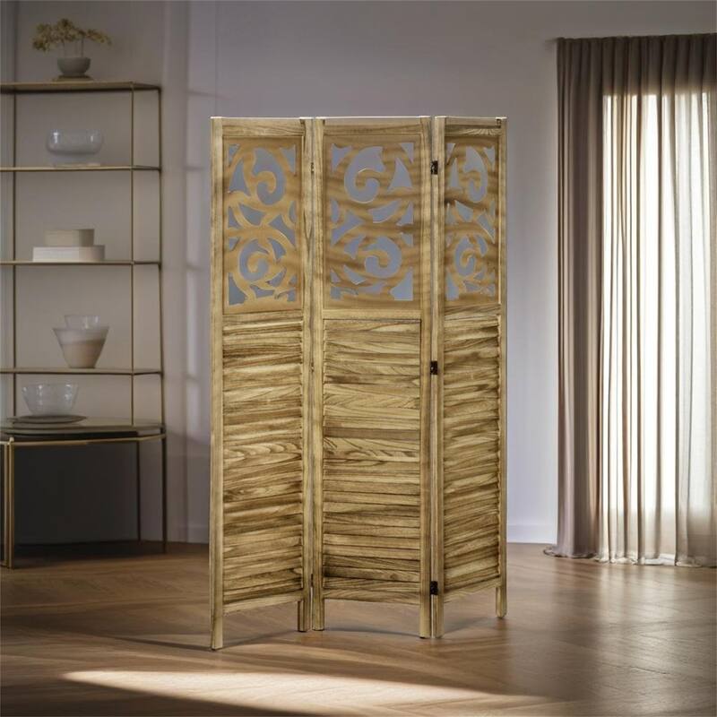 3 Panel Room Divider - Brown