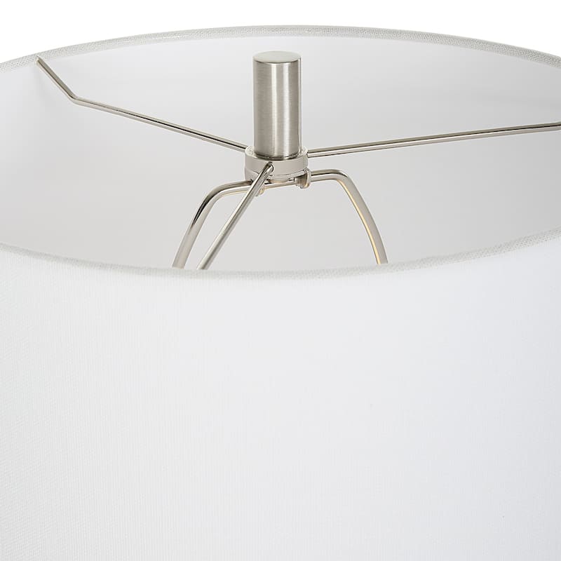 Handcrafted Marble Buffet Lamp with Drum Shade - 34"