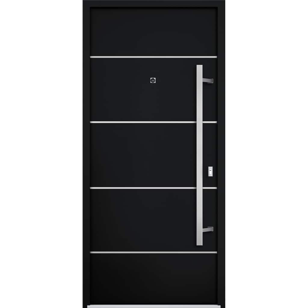 Front Prehung Steel Door 6083 Black Enamel Top Window Sidelite Stainless Inserts W36xH80+16 Lh I