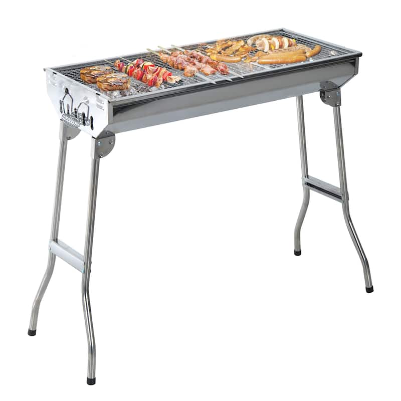 Outsunny 28" Stainless Steel Portable Folding Charcoal BBQ Grill