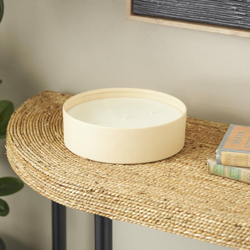 Cream, Black or Beige Metal Scented Textured 59oz 5 Wick Decorative Candle with White Wax - Beige - Juicy Black Cherries Scented