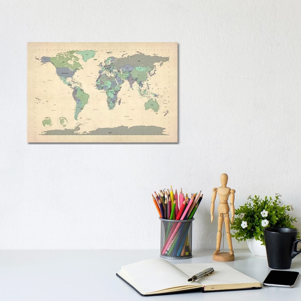 iCanvas "Map of The World VI" by Michael Tompsett Canvas Print