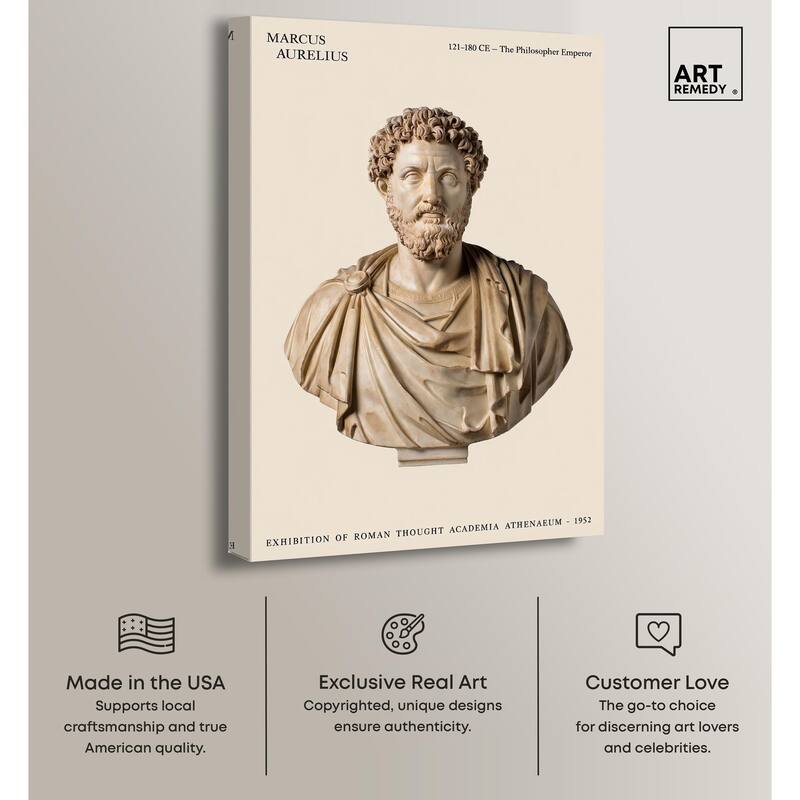 Philosopher Emperor's Gaze Canvas by Art Remedy, Gallery Wrapped