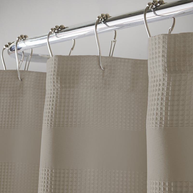 Essential Waffle Stripe Modern Fabric Shower Curtain