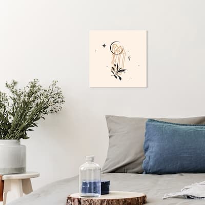 Wynwood Studio Canvas Symbols and Objects Crystal Power Gold and Bohemian & Eclectic Wall Art Canvas Print
