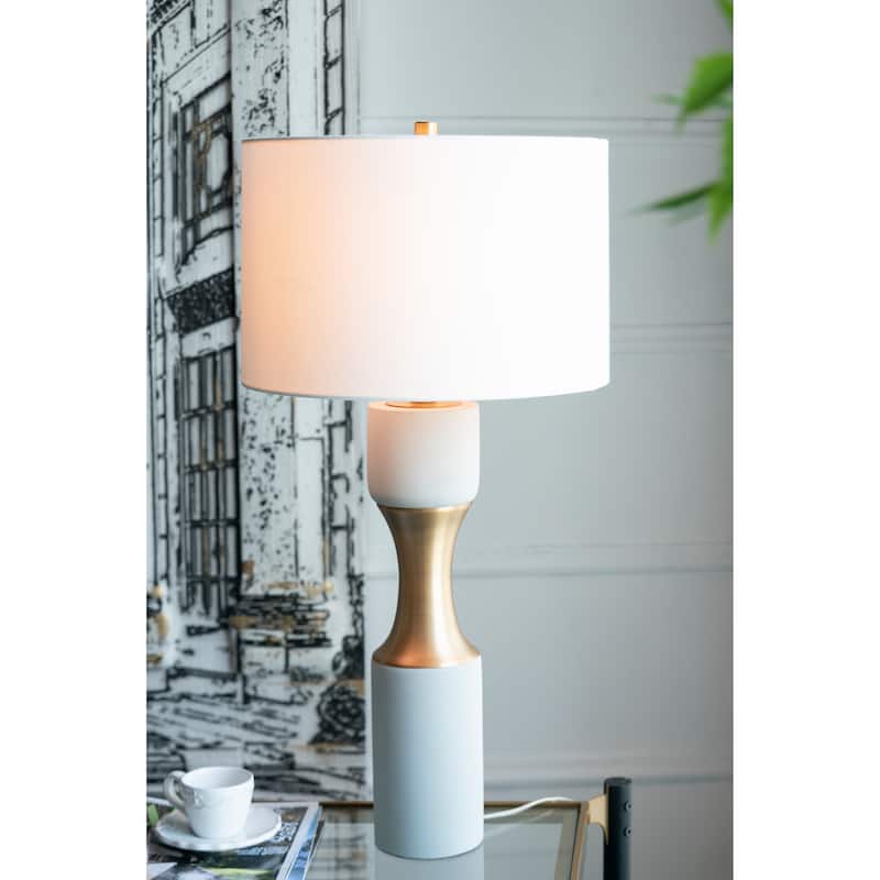 15x15x30" Cement With Metal Table Lamp