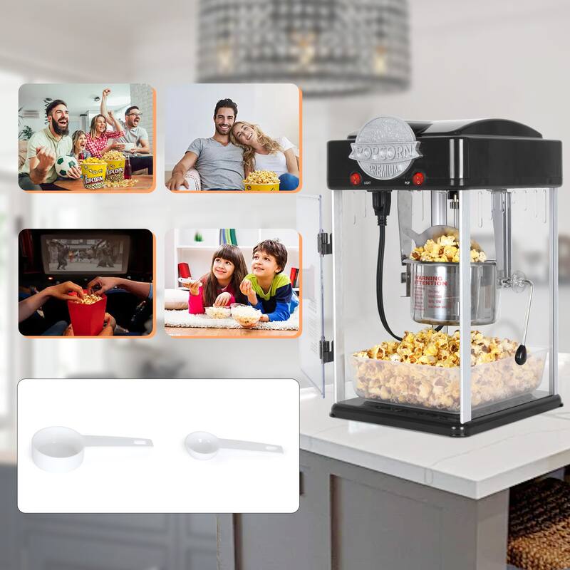 Popcorn Maker Machine with 6 Oz Stainless Steel Kettle Countertop Popper
