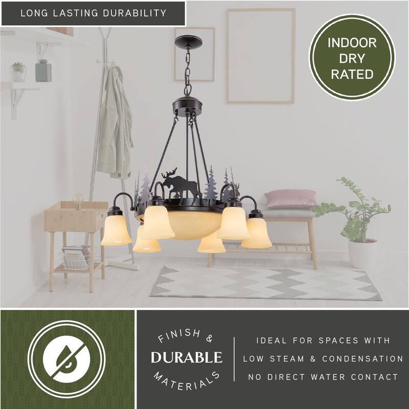 Yellowstone 9 Light Bronze Rustic Moose Chandelier - 28.5-in W x 27-in H x 28.5-in D