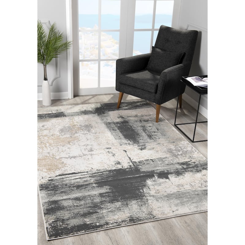 Rice Abstract Non Skid Area Rug By HomeRoots - 4' x 6'