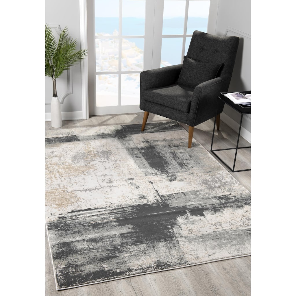 Rice Abstract Non Skid Area Rug By HomeRoots - 4' x 6'