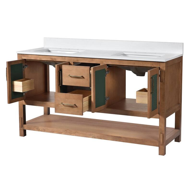 Acroma - 60'' Double Bathroom Vanity With Stone Top