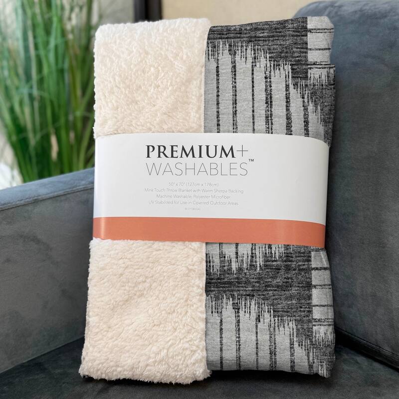 Premium Machine Washable ASB119 Modern Circles Sherpa Throw Blanket